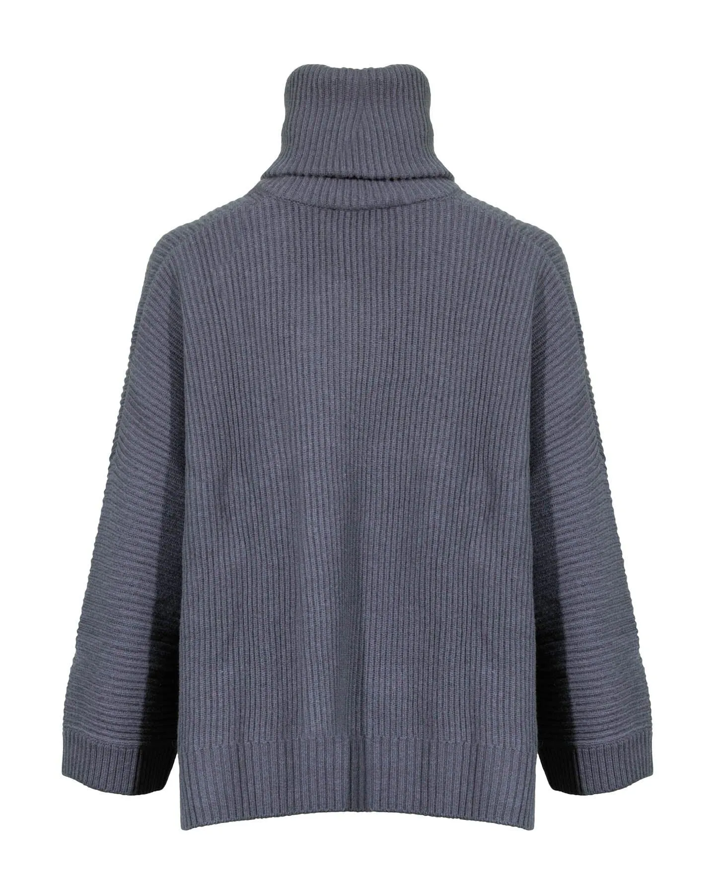 Ribbed Zip Neck Wool Cashmere Turtleneck