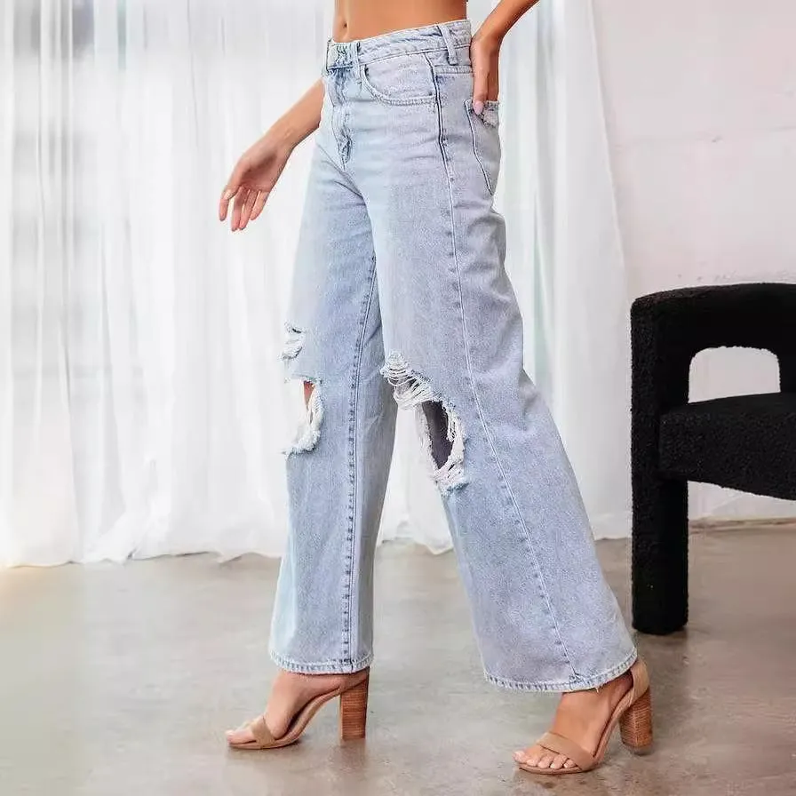 Ripped Slimming Jeans for Women