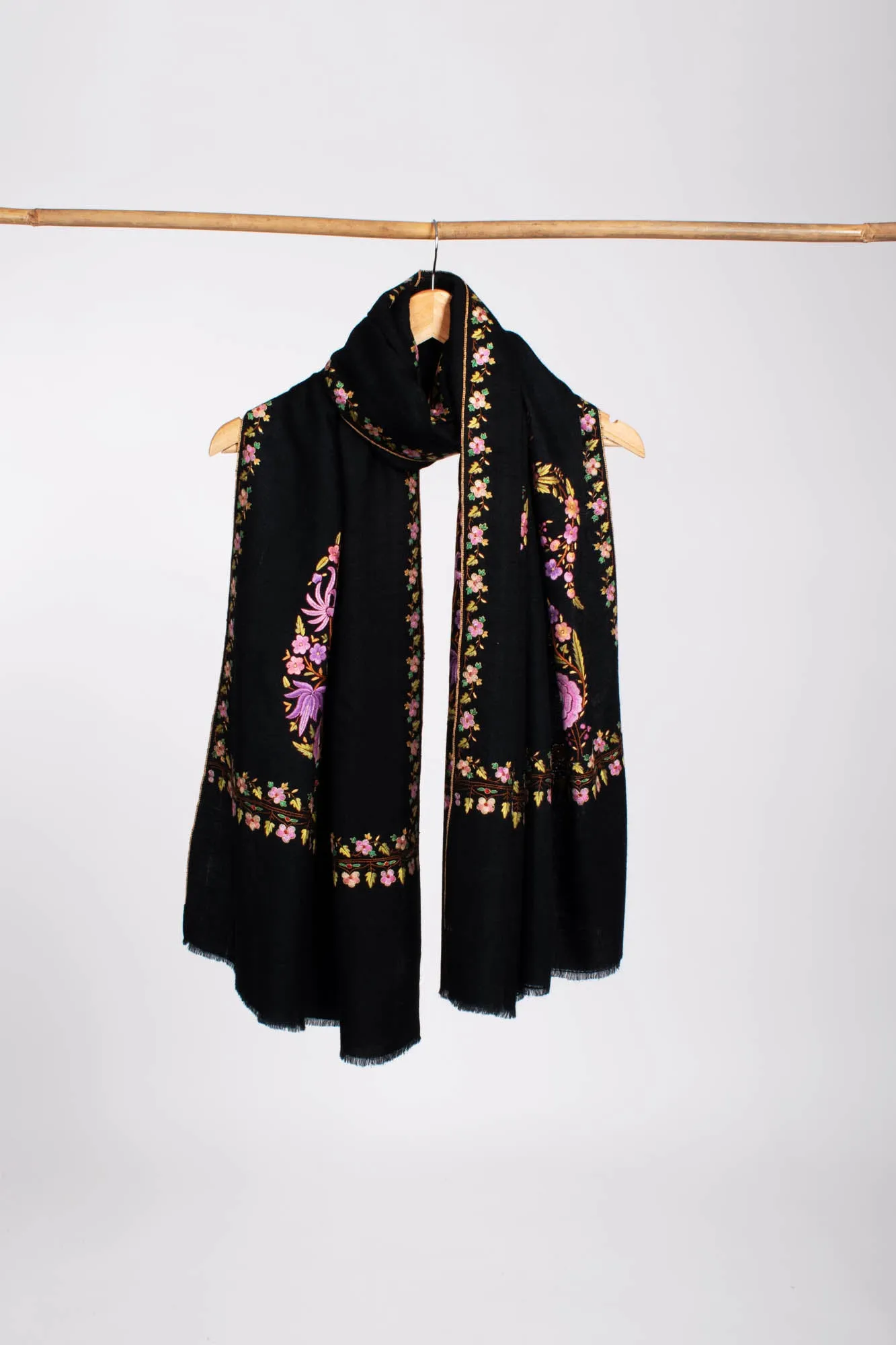 Royal Paisley Black Kashmiri Pashmina Shawl - CORONADO