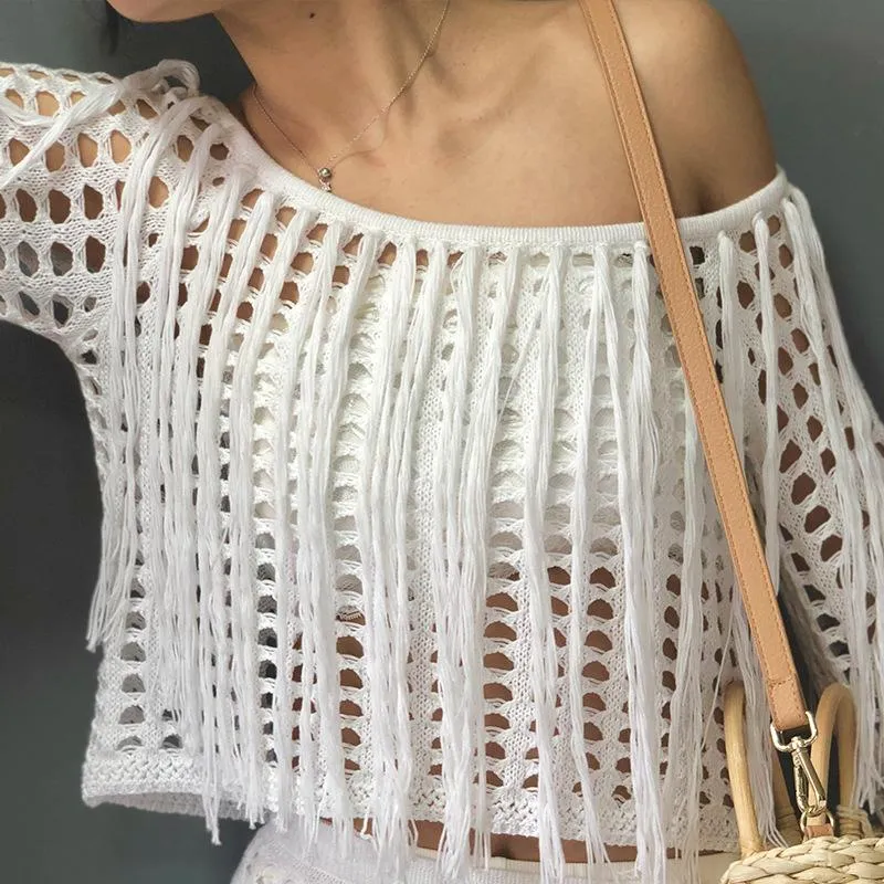 Seaside Holiday Tops Split Tassel Sexy Skirt