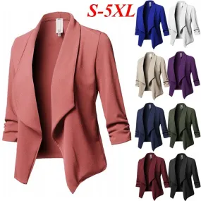 Shawl Collar Gathered Sleeve Blazer