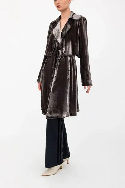 SILK VELVET TRENCH COAT 110924