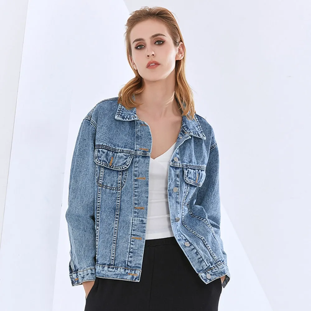 Single Breasted Denim Jacket For Women Lapel Long Sleeve Single Breasted Solid Minimalist Jackets Female Autumn