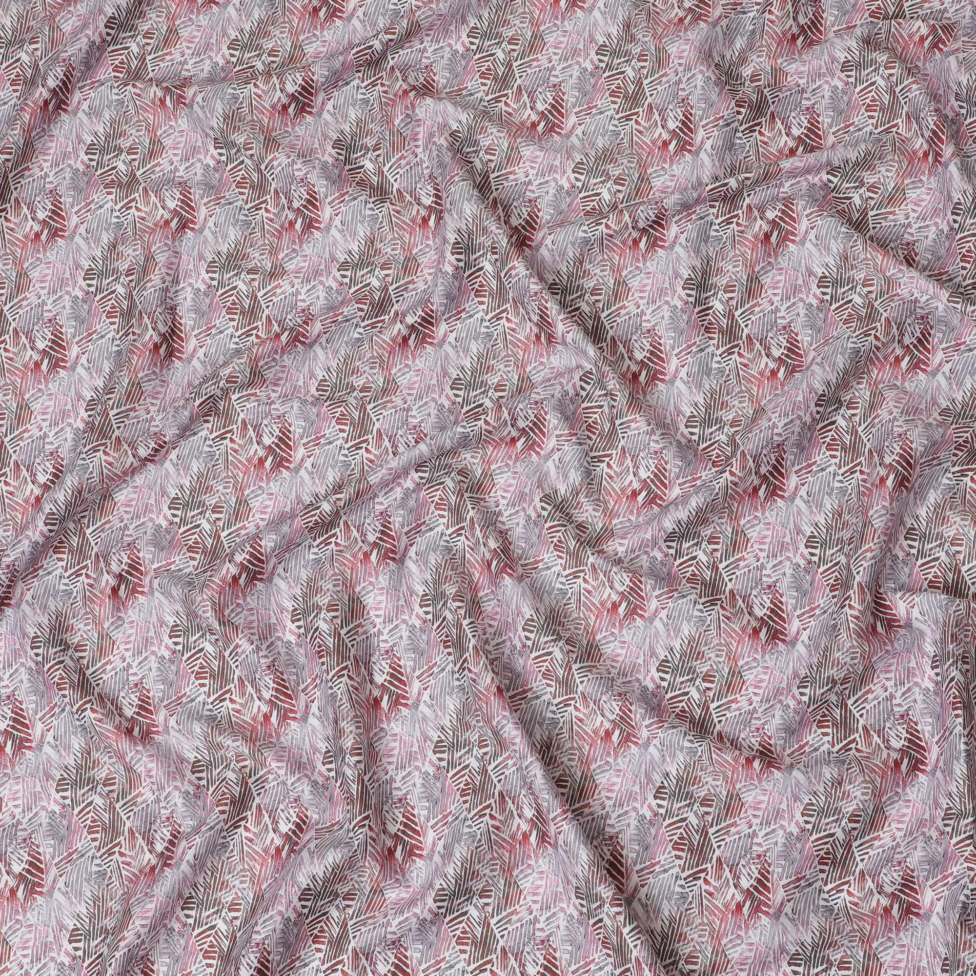 Soft Pink Cotton Satin Fabric with Modern Geometric Print, 110 cm Wide-D19200