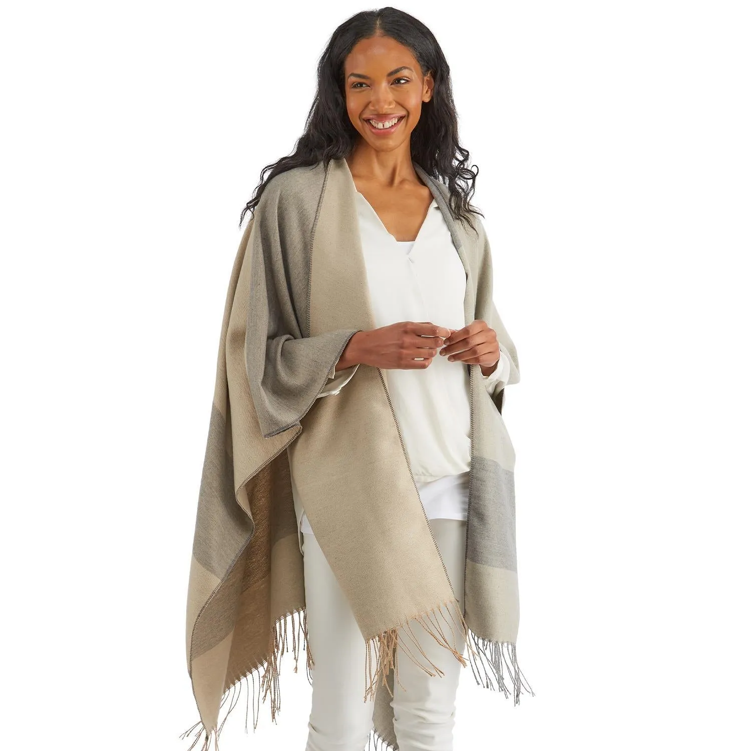 SOFTER THAN CASHMERE COLOR BLOCK SHAWL