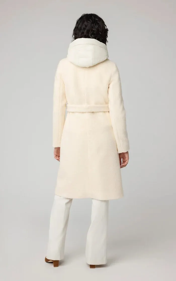 SOIA&KYO MONIQUE - Semi-Fitted Wool Blend Sherpa Coat With Bib & Hood