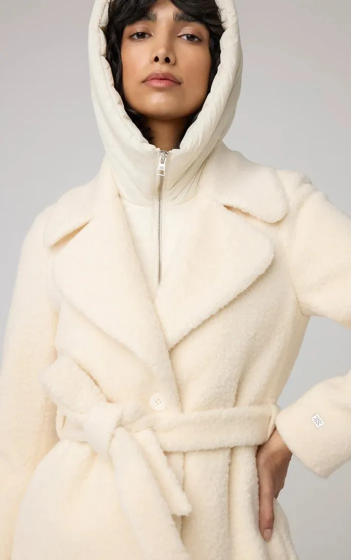 SOIA&KYO MONIQUE - Semi-Fitted Wool Blend Sherpa Coat With Bib & Hood