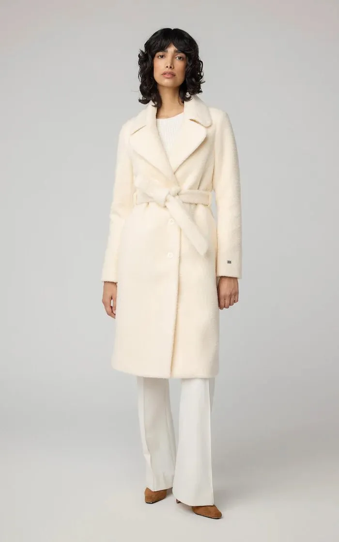 SOIA&KYO MONIQUE - Semi-Fitted Wool Blend Sherpa Coat With Bib & Hood