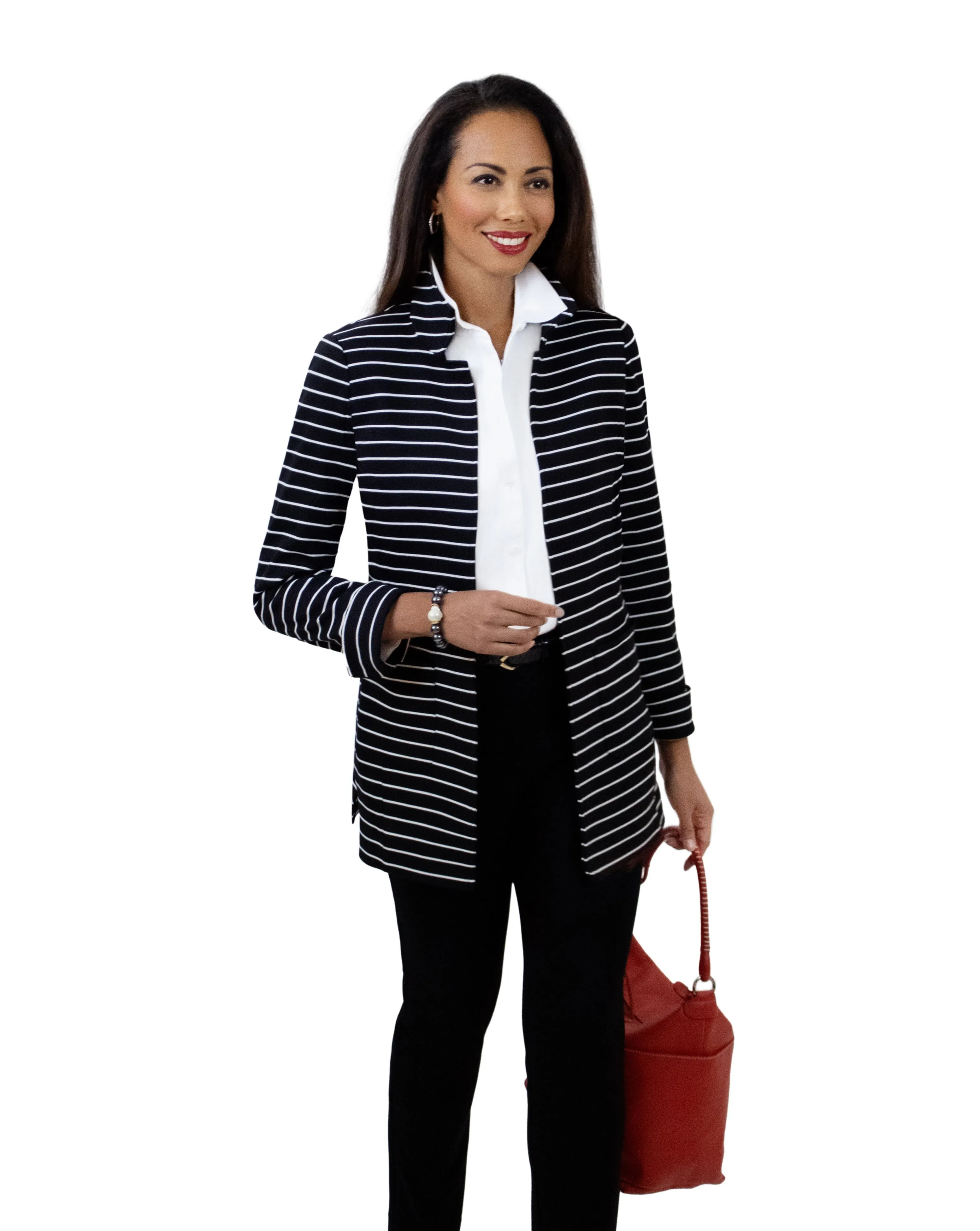 Stripe Ponte Car Coat