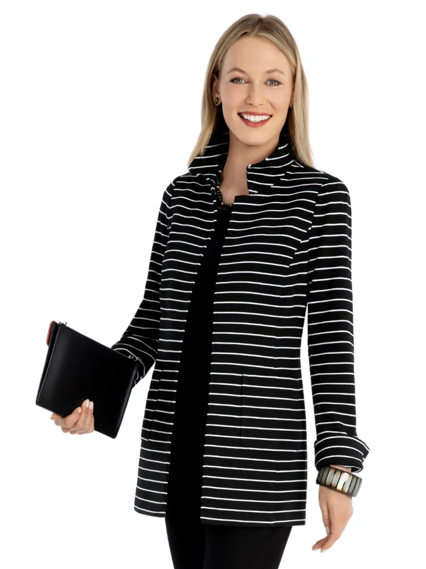 Stripe Ponte Car Coat