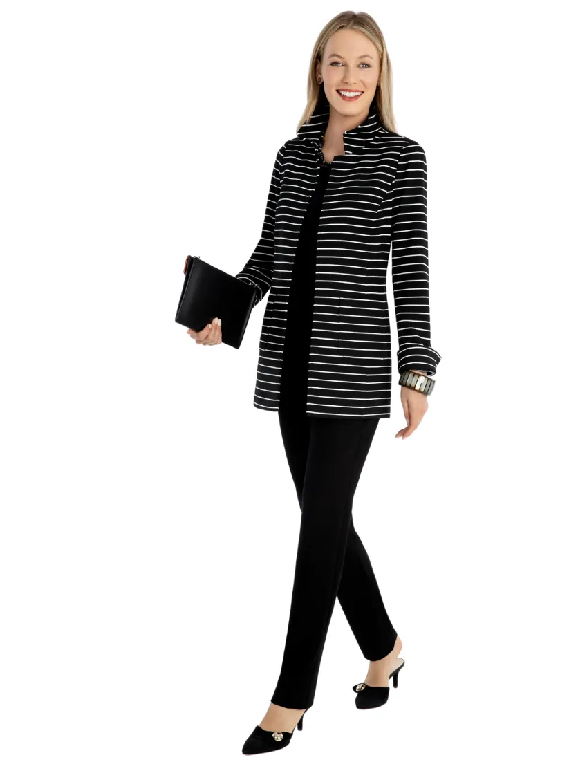 Stripe Ponte Car Coat