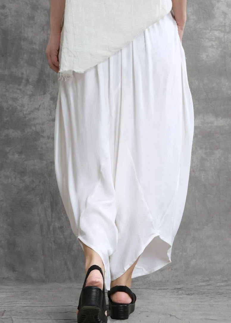 Summer irregular harem pants white color casual pants