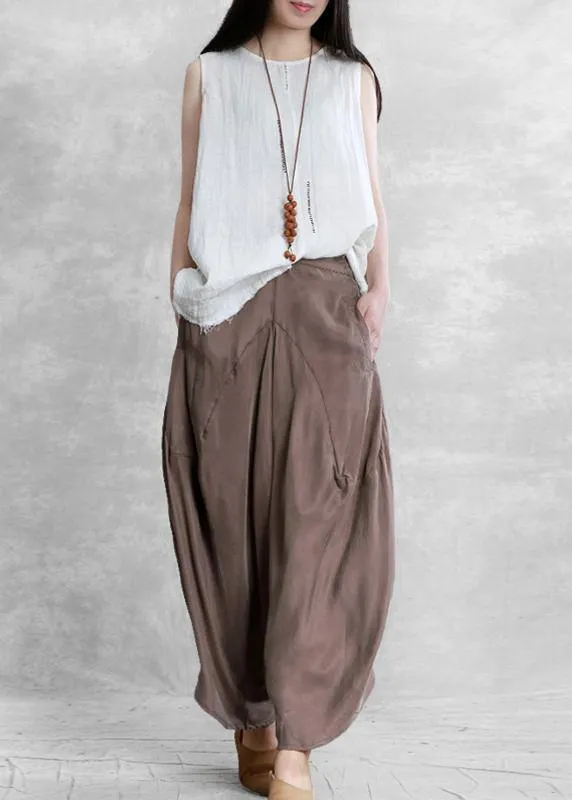 Summer irregular harem pants white color casual pants