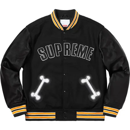 Supreme Bone Varsity Jacket- Black