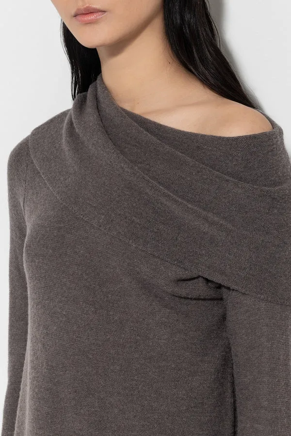 Taupe Shawl Collar Sweater