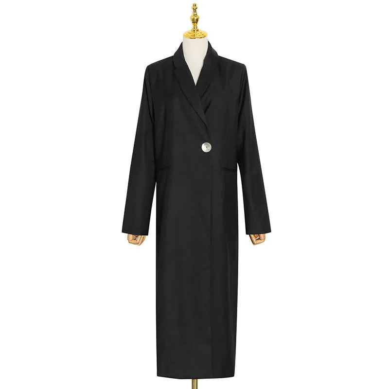 Toleet fashion outfits British Style Trench Coat 2024 Spring New Retro High-Grade Long Straight Slimming Black Coat for Women