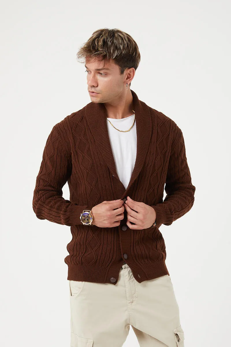 TR Premium Modern Fit Diamond Cardigan Sweater 11510