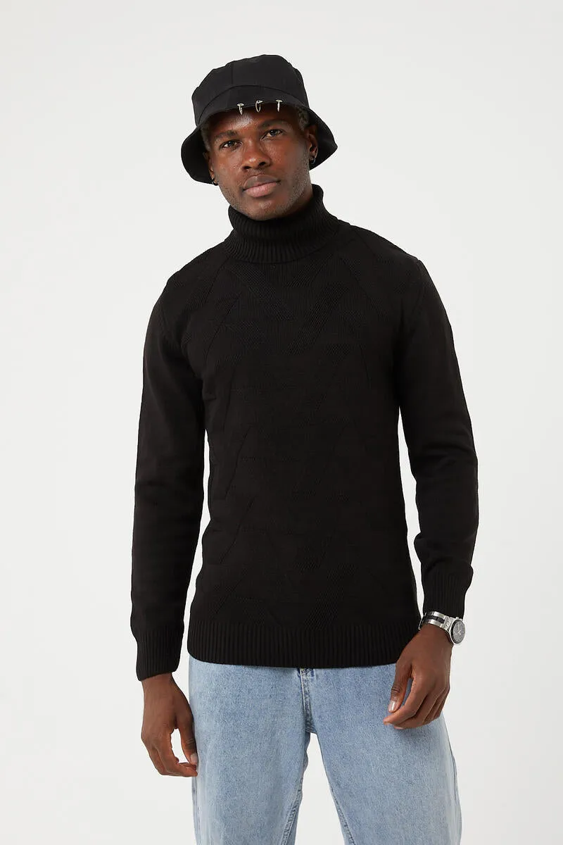 TR Premium Slim Fit Wave Gage Turtle Neck Sweater