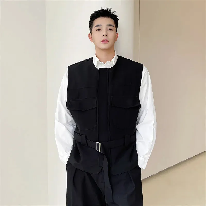 Trend Men's Jacket Vest Korean Style Sleeveless Coat Male Autumn O-Collar Tank Top Elgance Fashion Clothing 9A0977