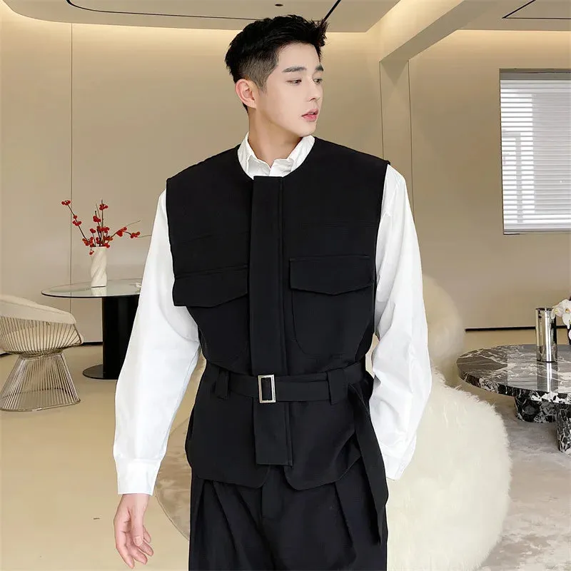 Trend Men's Jacket Vest Korean Style Sleeveless Coat Male Autumn O-Collar Tank Top Elgance Fashion Clothing 9A0977