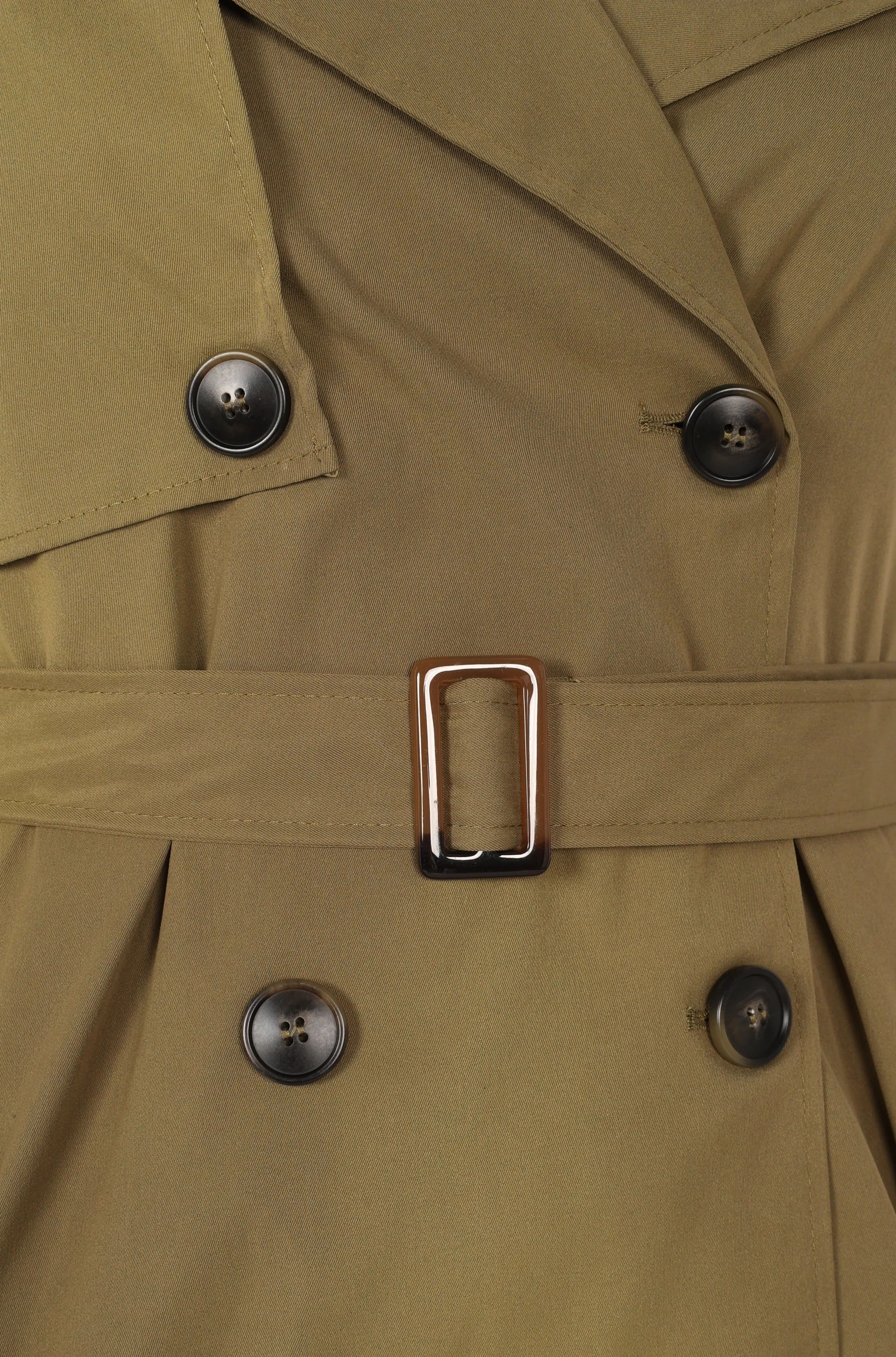 Trina Button Front Trench Coat - Olive