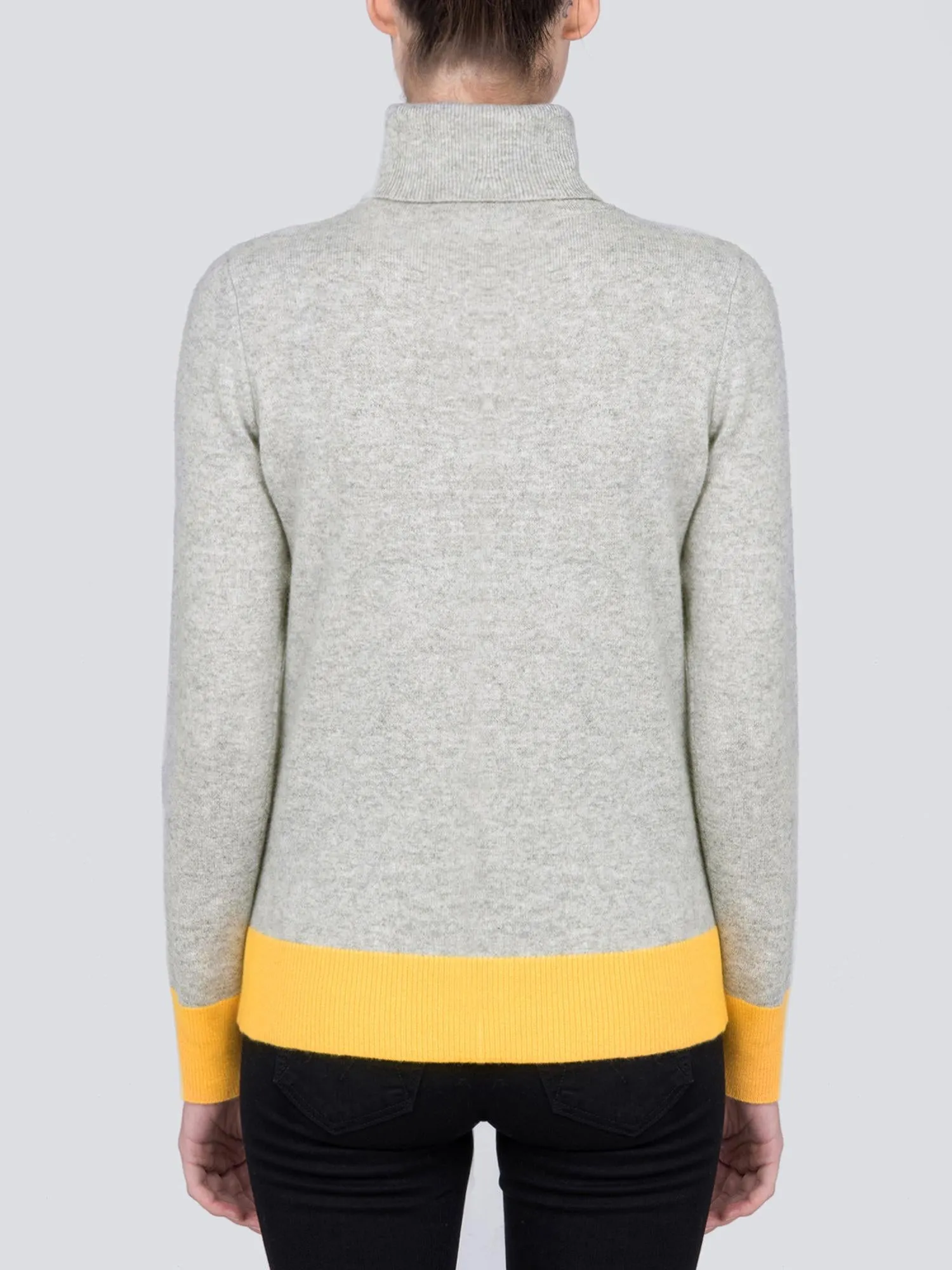 Turtleneck Slimfit Sweater_CB_Light Grey/Yellow