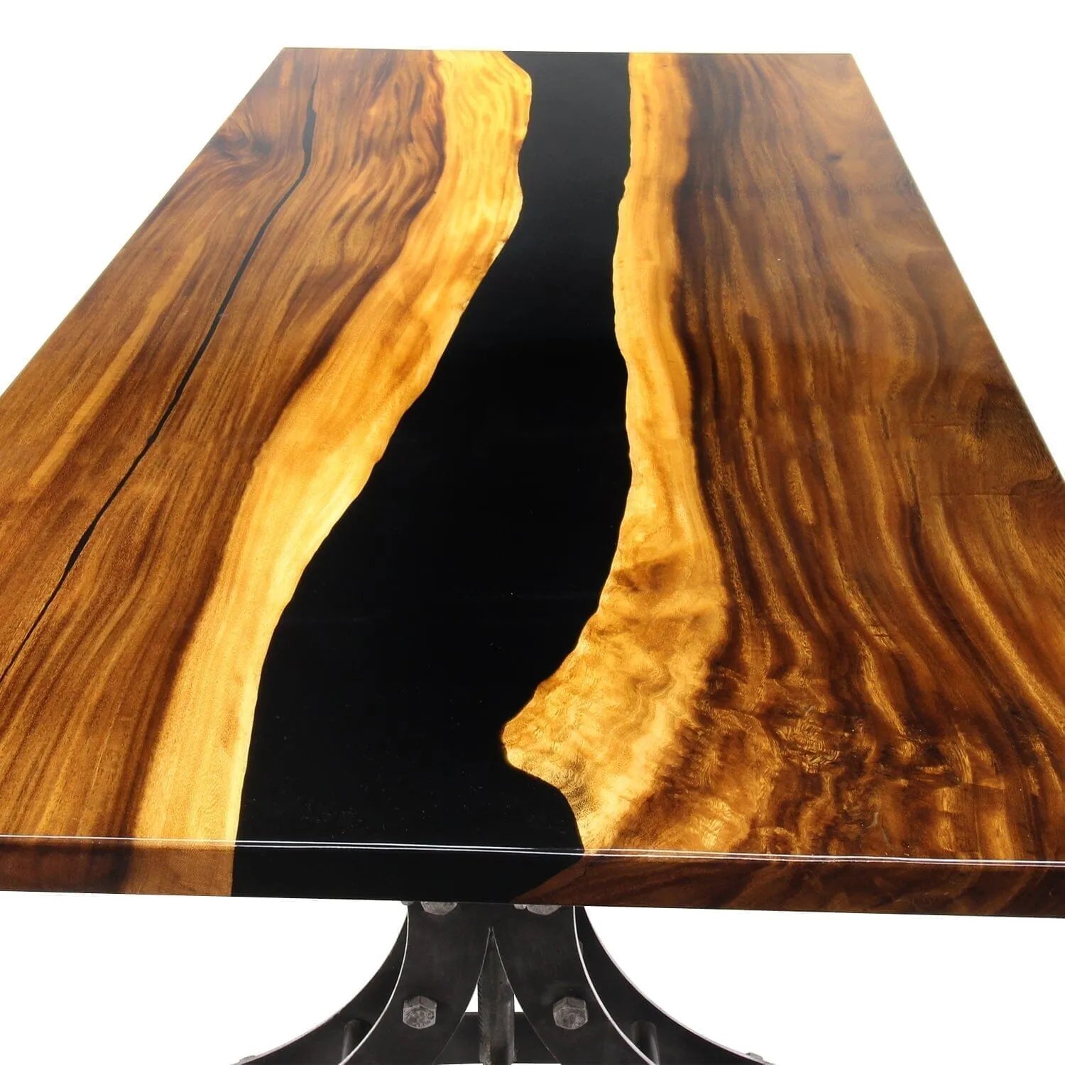 Walnut Live Edge Slab Dining Table Top - Black River Epoxy - 80 x 40 x 2"