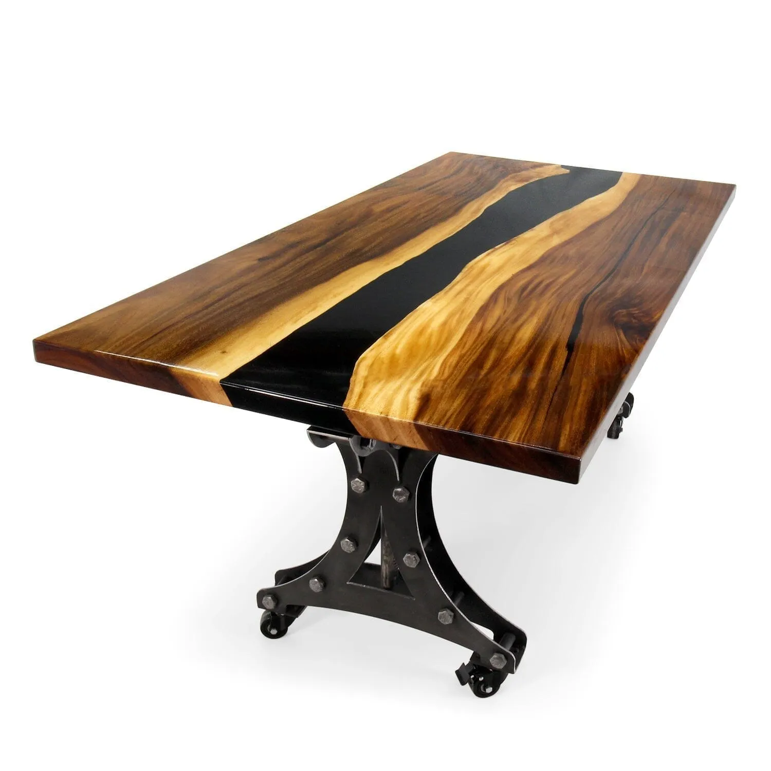 Walnut Live Edge Slab Dining Table Top - Black River Epoxy - 80 x 40 x 2"