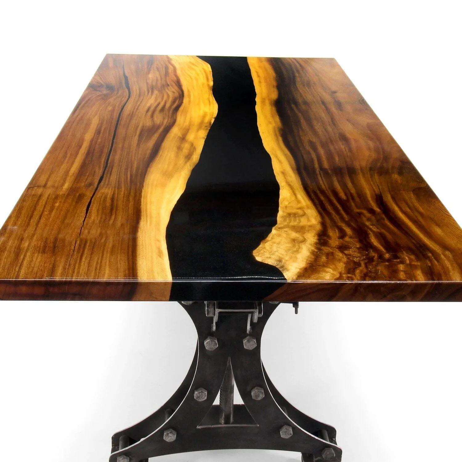 Walnut Live Edge Slab Dining Table Top - Black River Epoxy - 80 x 40 x 2"