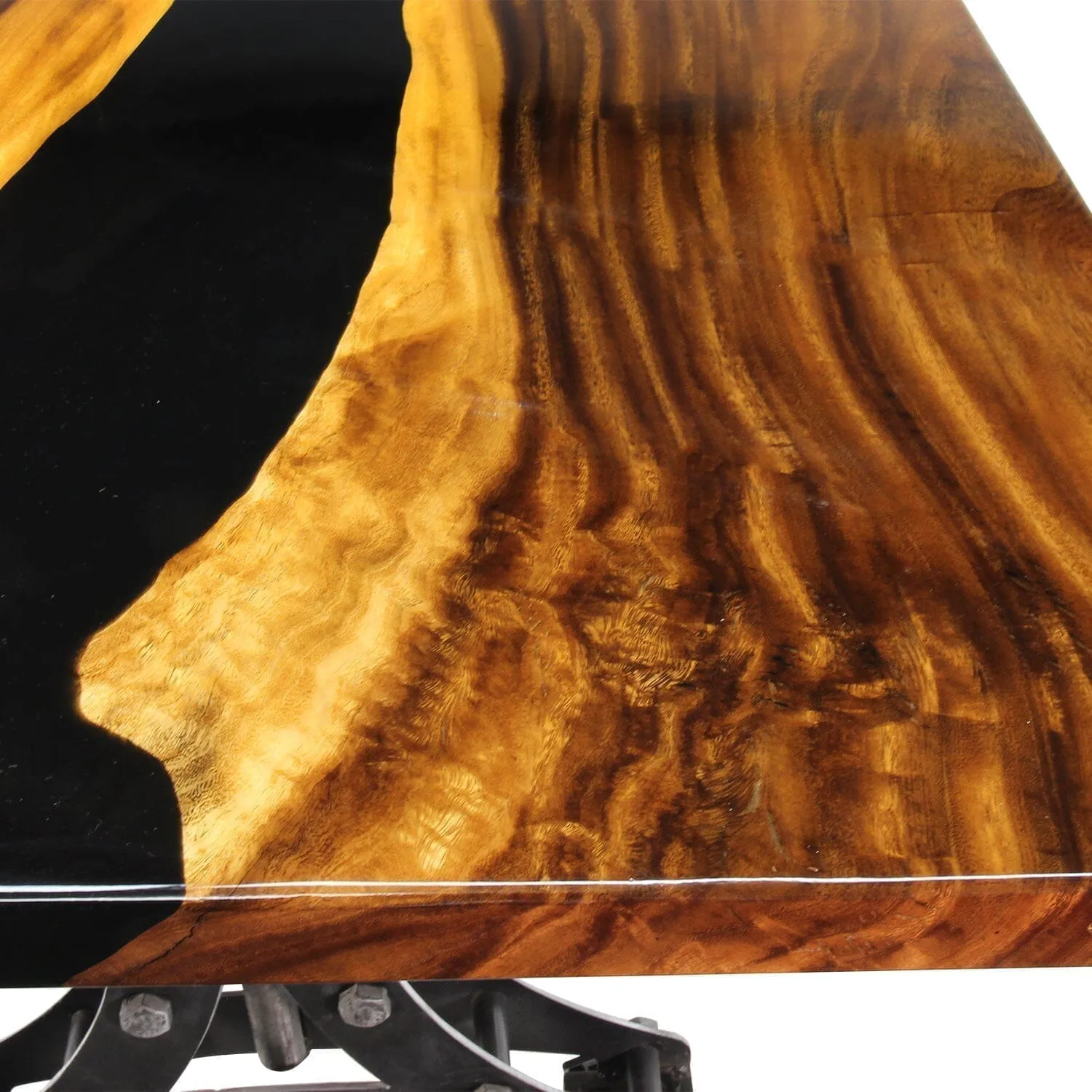 Walnut Live Edge Slab Dining Table Top - Black River Epoxy - 80 x 40 x 2"