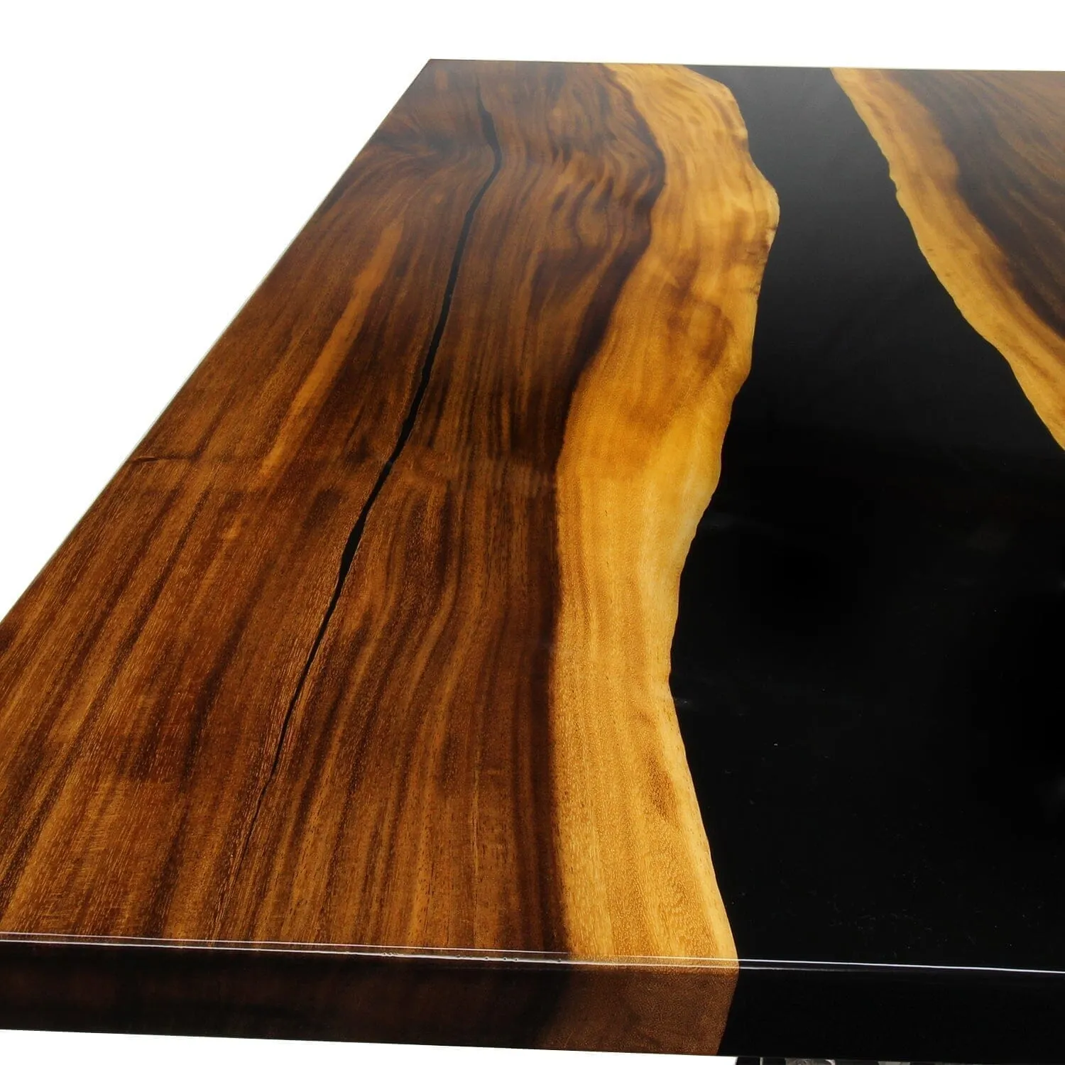 Walnut Live Edge Slab Dining Table Top - Black River Epoxy - 80 x 40 x 2"