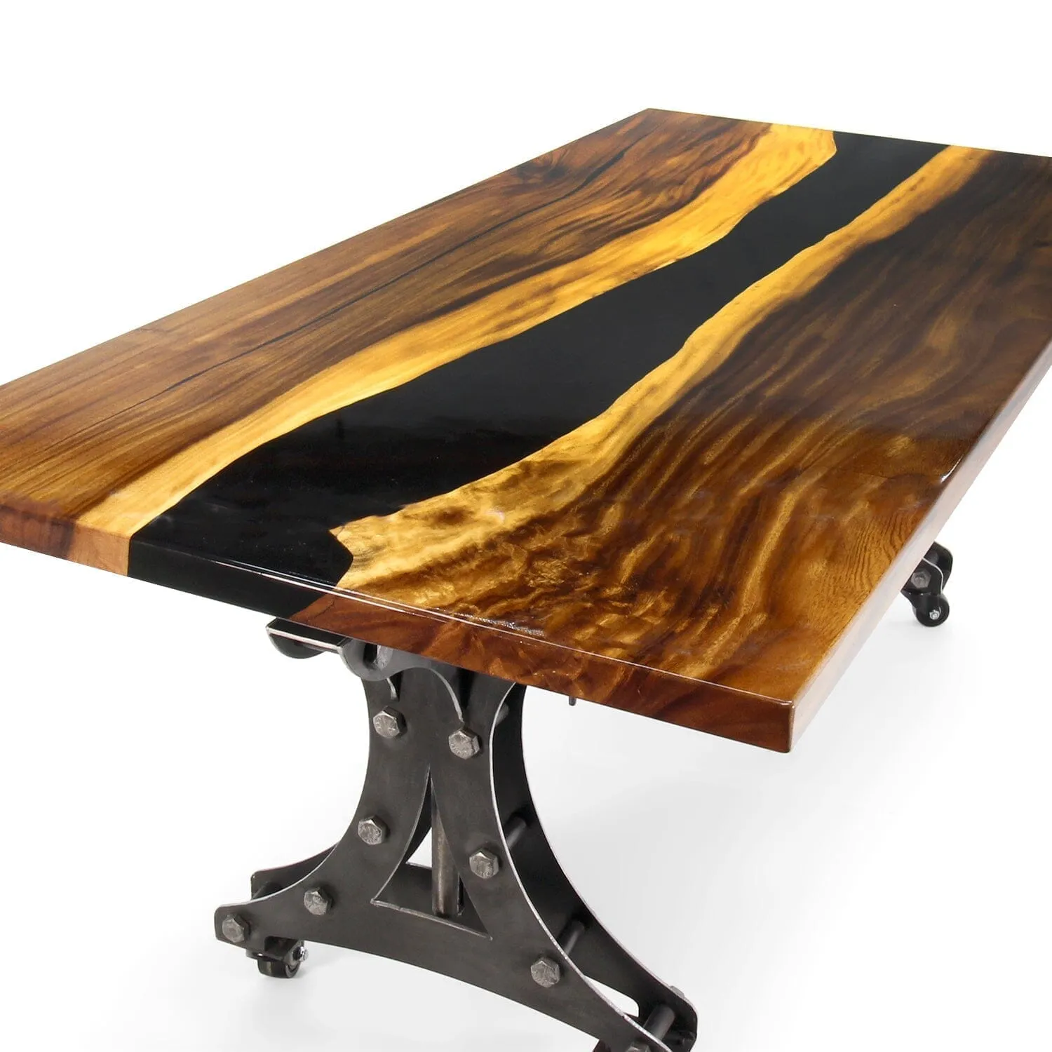 Walnut Live Edge Slab Dining Table Top - Black River Epoxy - 80 x 40 x 2"