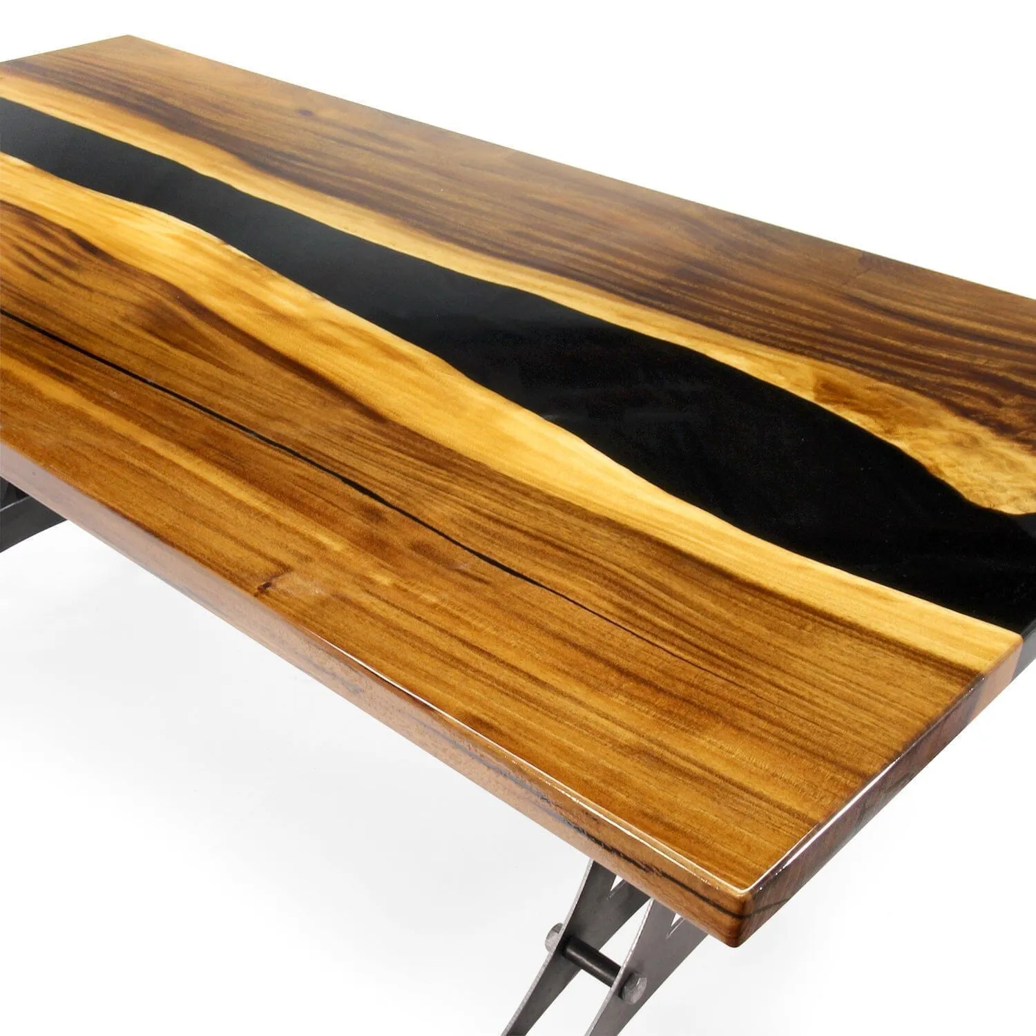 Walnut Live Edge Slab Dining Table Top - Black River Epoxy - 80 x 40 x 2"