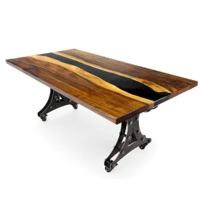 Walnut Live Edge Slab Dining Table Top - Black River Epoxy - 80 x 40 x 2"