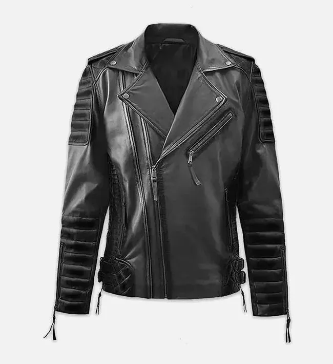 Women’s Black Burnt Biker Leather Jacket