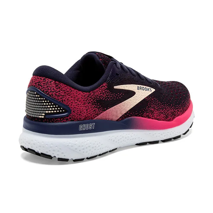 Women's Brooks Ghost 16 Narrow 1204072A422 Color: Peacoat/Raspberry/Apricot