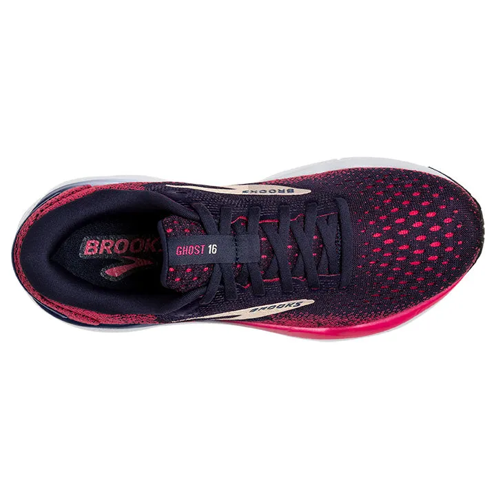 Women's Brooks Ghost 16 Narrow 1204072A422 Color: Peacoat/Raspberry/Apricot