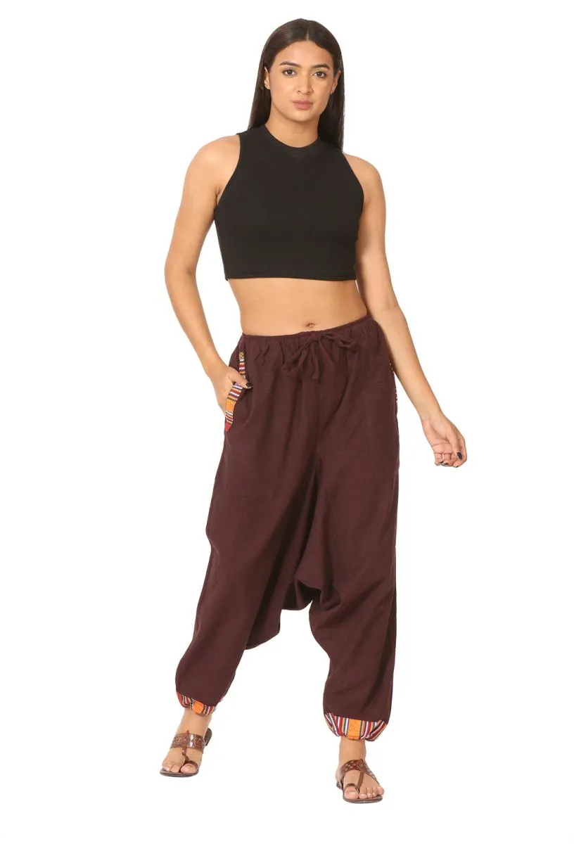 Women's Designer Harem Pants | Maroon | Fits Waist Size 28" to 36"