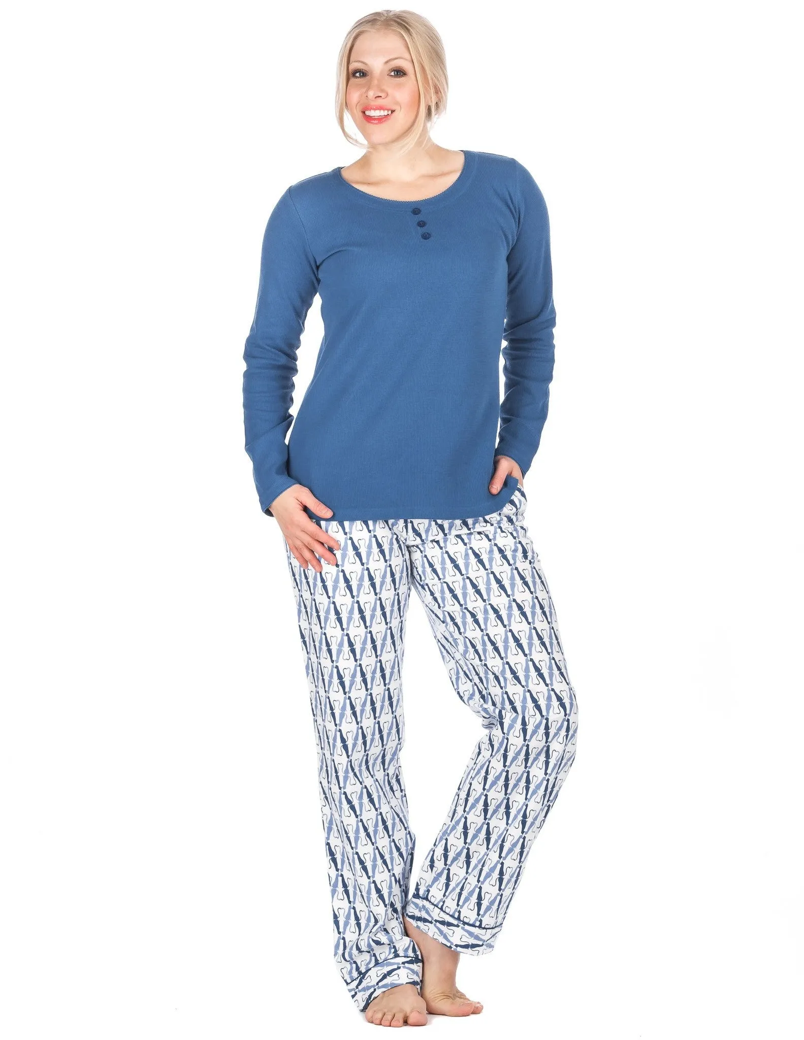 Womens Premium 100% Cotton Flannel Loungewear Set - Relaxed Fit