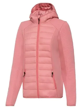 Women's Ribbed Sleeves Quilted Jacket,Pink