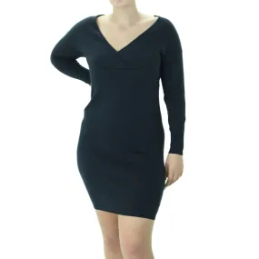 Women's V-Neck Sweater Dress,Black