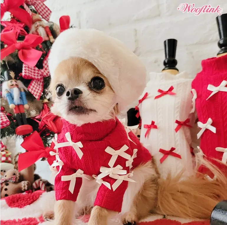 Wooflink Cute Little Bows Turtleneck in White