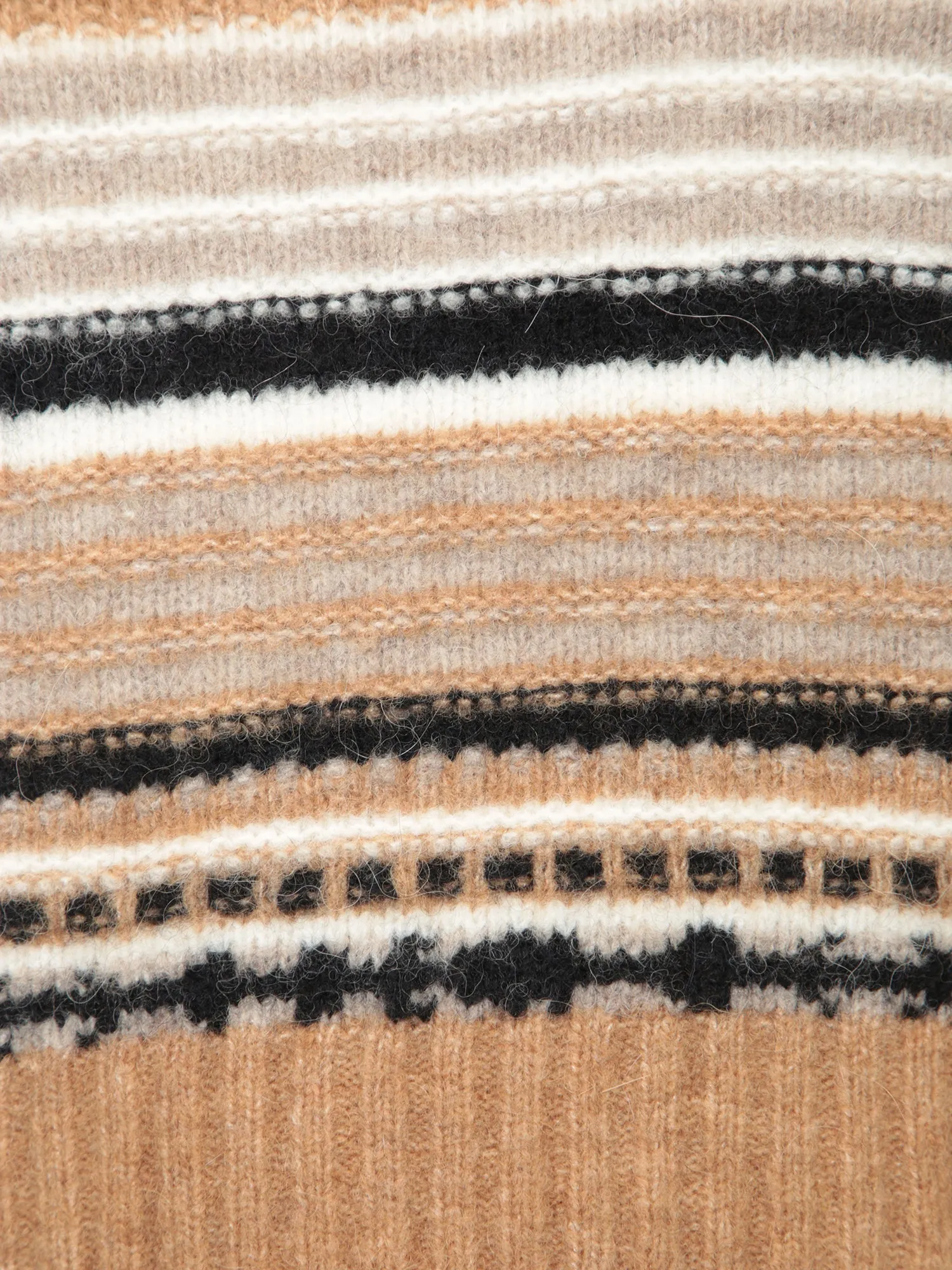 Wool Striped Vest in Beige and Black