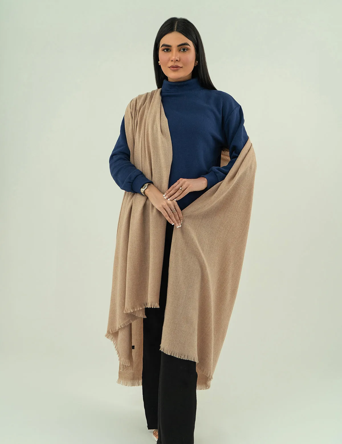 Woolen Cashmere Shawl - Beige