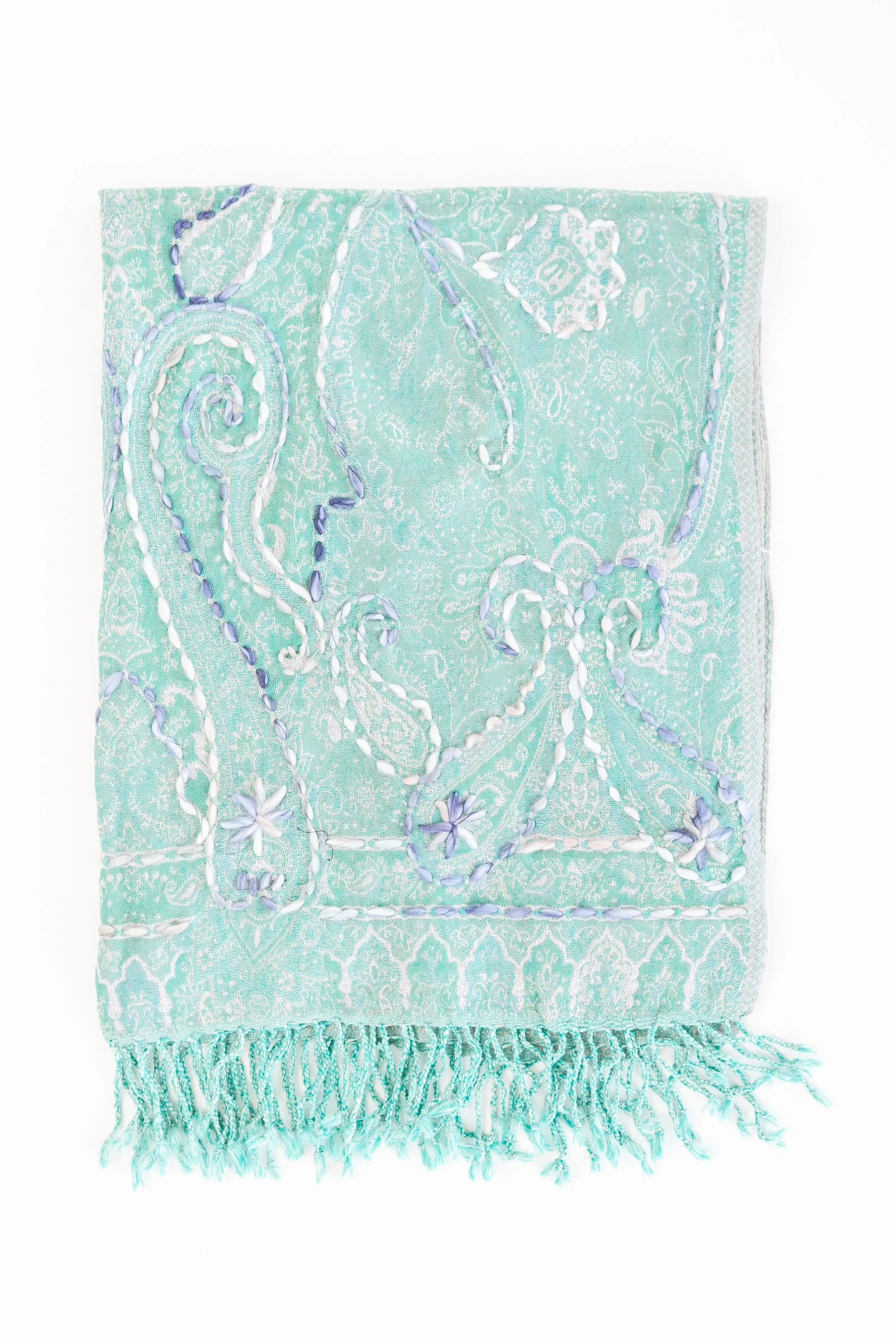 Woven Embroidered Wool Wrap
