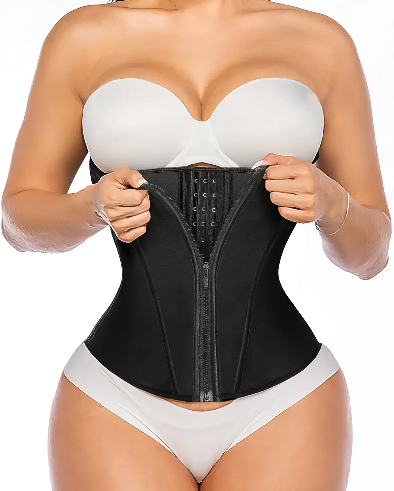 YIANNA Waist Trainer for Women Latex Underbust Tummy Control Waist Cincher Corset Hourglass Body Shaper Zipper and Hooks