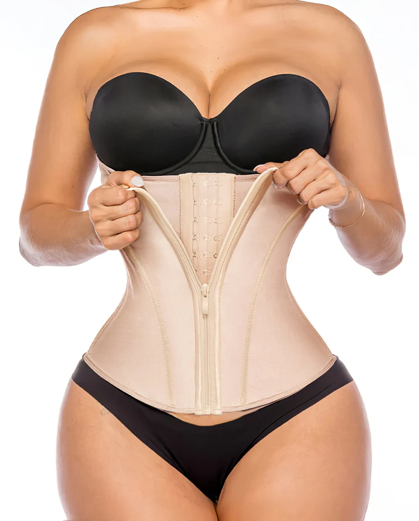 YIANNA Waist Trainer for Women Latex Underbust Tummy Control Waist Cincher Corset Hourglass Body Shaper Zipper and Hooks